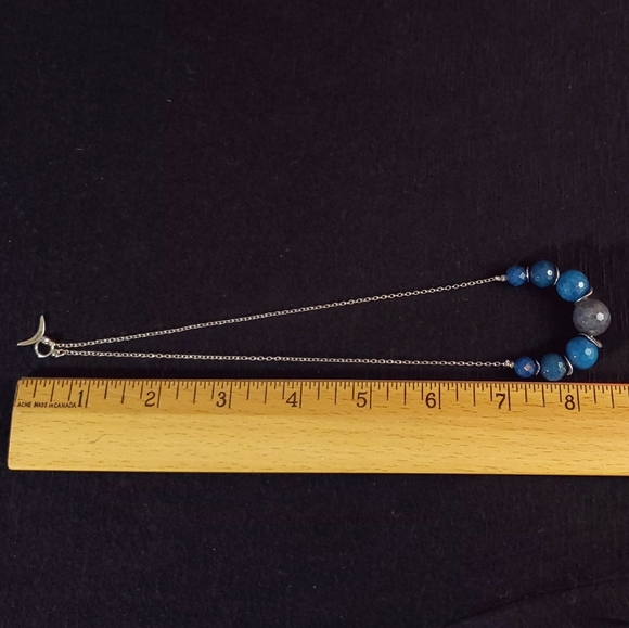 925 Chan Luu Agate Blue Stone and Sterling Disc Necklace Modern Designer - Picture 4 of 12